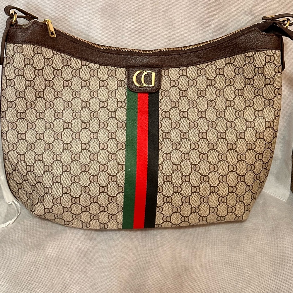 Designer Brown and Green Patterned Shoulder Bag - New